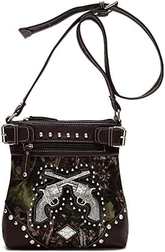 Camouflage Rhinestone Cross Pistol Buckle Western Crossbody Handbags Cowgirl Country Studded Purse Women Single Shoulder