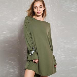 Wholesale Latest Sexy Olive Tie Sleeve Open Back Tunic Casual Dress For Fashion Women from china suppliers