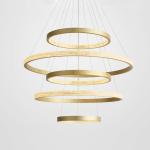 3000K Aluminum Acrylic LED Crystal Ring Chandeliers Gold Color