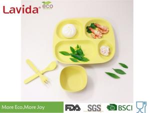 Wholesale Eco - Friendly Waterproof Bamboo Childrens Dinner Set Reusable Food Safe Square Shape from china suppliers
