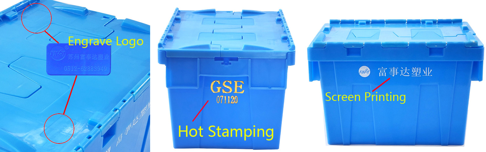 Nestable Crate Attached Lid Container Plastic Storage Stackable 600*400*315mm Pp Heavy Duty