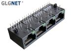 Magnetic RJ45 Connector 1 x 4 Ports Unshielded Ganged RJ45 Modular Jack with LED