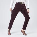Regular Fit Drawstring Closure Corduroy Dress Pants for Men's Professional Look