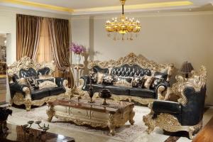Luxury Classic Living room Sofa sets online direct sales price by Beech wood carfted and Import Italy Leather upholstery