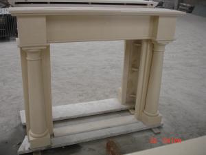 China 35mm Statue Carved Cream Custom Marble Fireplace Surround on sale