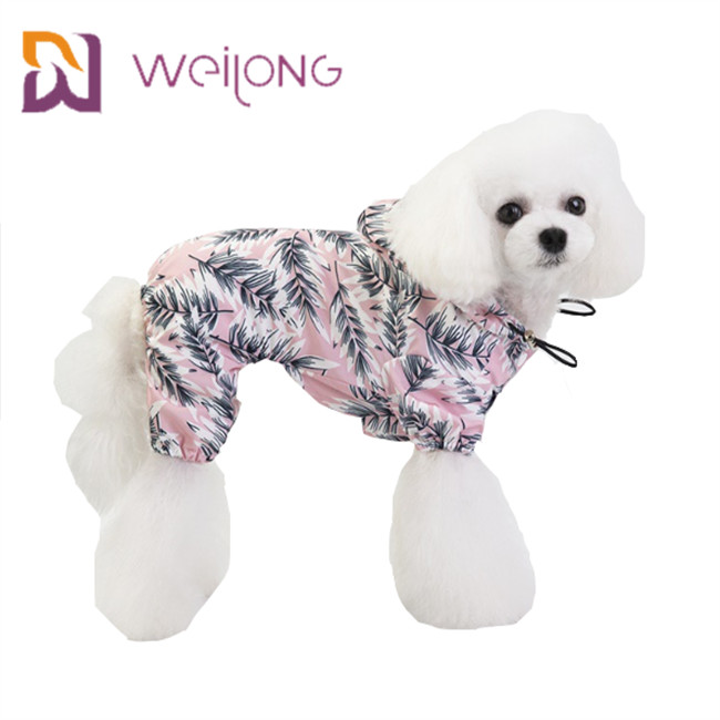 Customized Digital Print Waterproof Fabric Pet Raincoat Draw Cord Small Dog Raincoat