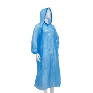 Wholesale Camping Hiking Mountaineering Blue White PE Disposable Waterproof Raincoat With Hood from china suppliers