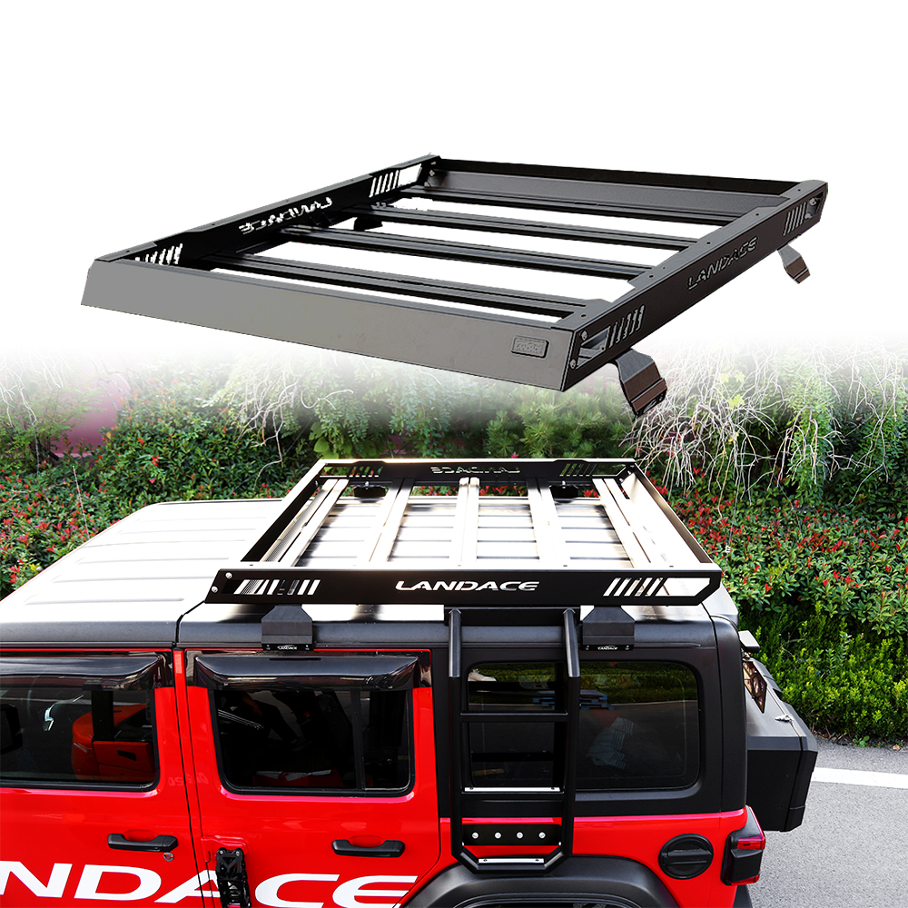 High- Black Powder Coated Aluminium Alloy Rooftop Cargo Carrier Basket for Jeep Wrangler