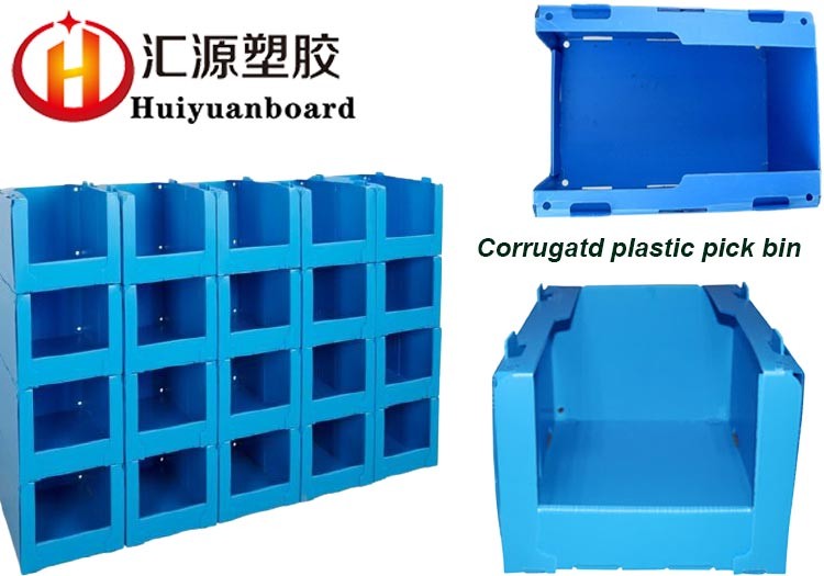 Blue Stackable Strong Polypropylene Corrugated Plastic Bin Fireproof