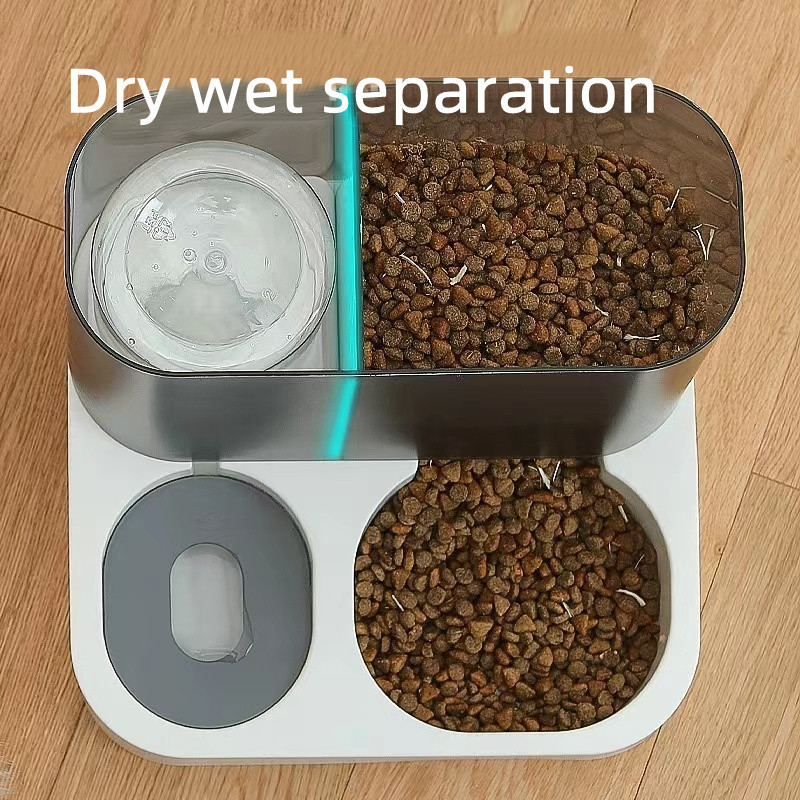 ABS Double Pet Feeder Bowls Automatic Water Dispenser Damp Proof Baffle