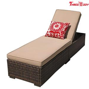Wholesale Patio Chaise Outdoor Lounge Sofa Adjustable Hight With Cushion Espresso Brown from china suppliers