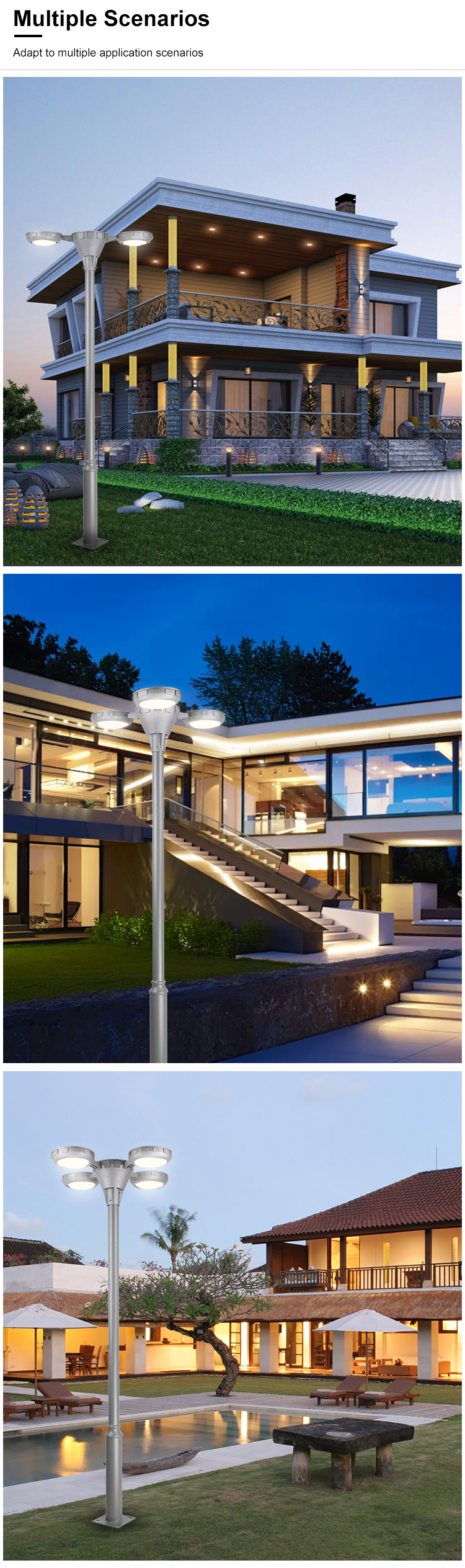 SMD3528 Solar Powered Garden Lights Lamp With Monocrystalline Silicon Panel