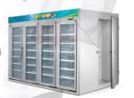 Glass Door Back Load Cold Storage Room Chiller For Benverge Fan Cooling