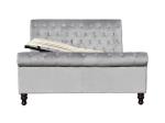 Fabric Grey Velvet King Size Bed Frame With Crystal Buttons