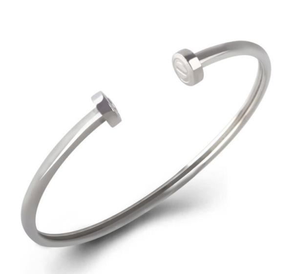 High Polish Stainless Steel Nail Bangle Gold Color New Style Rhinestone Zircon