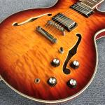 Double F holes jazz electric guitar,Rosewood Fingerboard,burst color Quilte