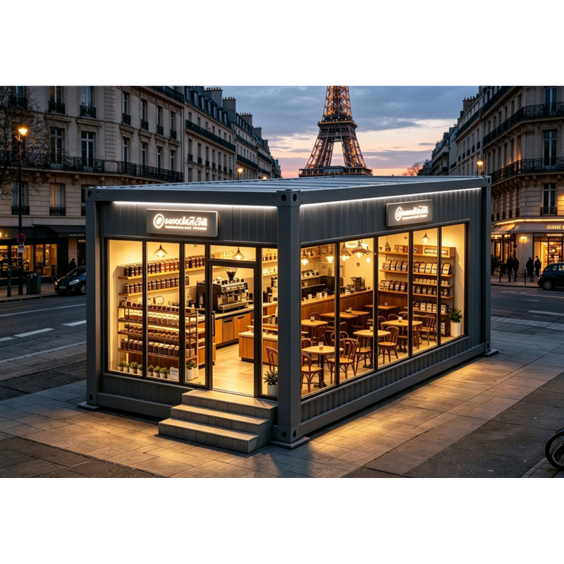 Sleek 20ft Mobile Bakery Pod with Integrated LED Lighting System and Luxurious France Plaza Snack Bar Shell