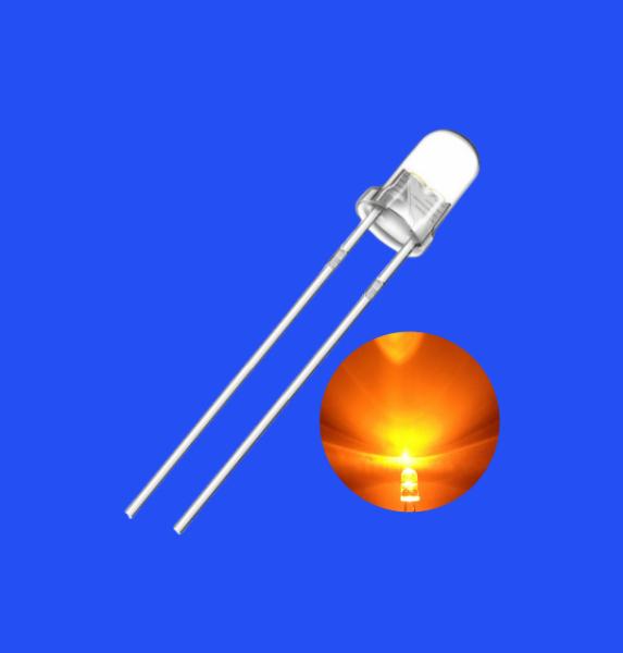 0.2W Highlighted 3mm 600-610nm Orange Color 14000-16000mcd Round Shape F3 LED