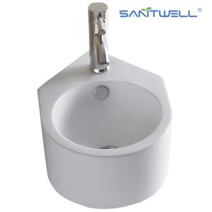 Wholesale AB8313 Bathroom hand wash above counter basin ceramic basin sanitary ware white wall-hung round sinks from china suppliers