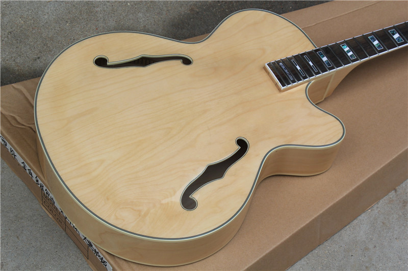 Custom Semi-finished Electric Guitar Kit with Rosewood Fretboard,Abalone Inlay,Semi-hollow Body