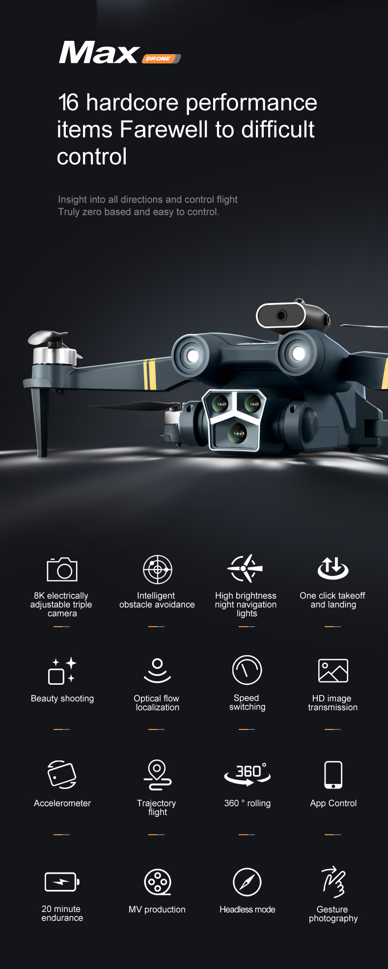 W17Hw Waypoint Flight Planning Drone 60MIN Charging Time Beginner Drones for Slow Descending Landing and Event Coverage