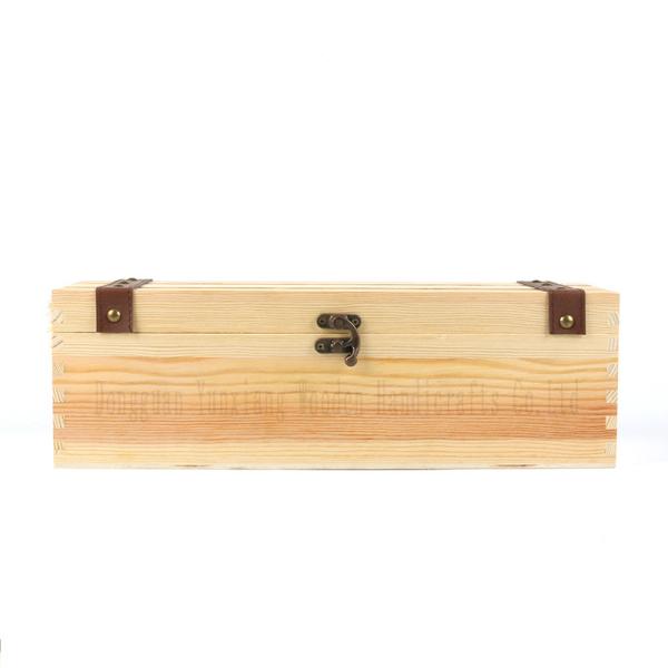 Wooden Wine Gift Box – Rustic Solid Wood Case for One Bottle, Perfect for