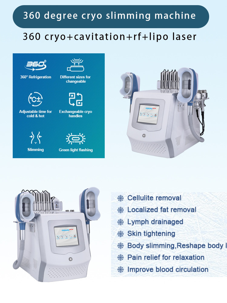 6 in 1 Portable 360 degree cryolipolysis slimming machine Cryo lipo laser cavitation rf Slimming Machine for salon use