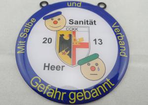 Wholesale Stainless Steel Sanitat Karneval Silk Screen Printing Medal by Gefahr Gebannt, Flat or Double Side from china suppliers
