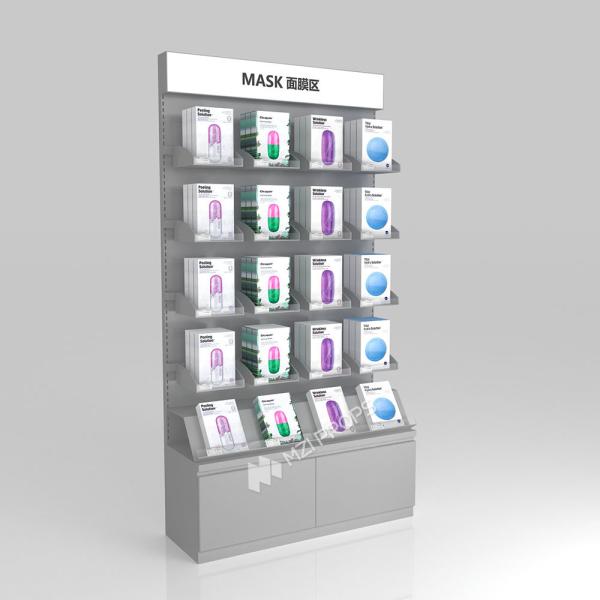 Skincare Display Cabinet Iron Containing Gray Facial Mask Cabinet For Branded