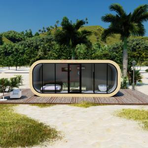 Wholesale Modern Design Sandwich Panel Apple Cabin Prefab House with Double Tempered Glass Frame from china suppliers