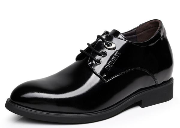 Black Oxford Lace Up Elevator Men Shoes Solid Slip - On Branded Formal Shoes For