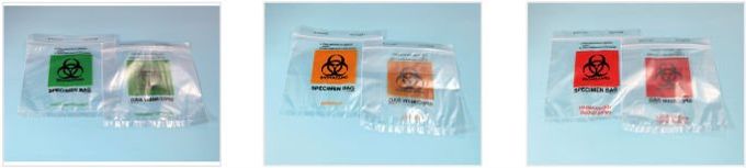 Biohazard 4 Layer Specimen Transport bag, pe glove, pe packaging, pe bags on roll, disposable PE gloves, disposable bag