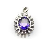 Women Jewelry 925 Silver 10mmx12mm Oval Amethyst Cubic Zircon Pendant (PSJ0188)