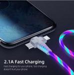 3in1 Flow Luminous Lighting usb cable for Samsung 3 in 1 2in1 LED Micro USB Type