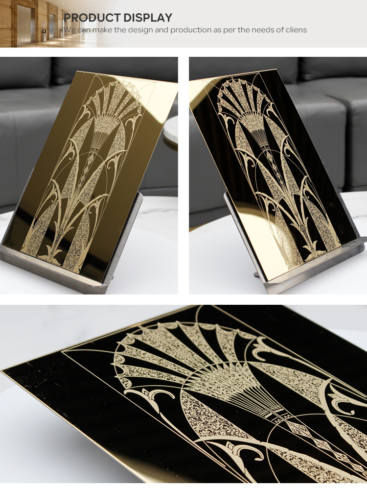 1500mm Golden Color Decorative Stainless Steel Sheet For Elevator Cabins