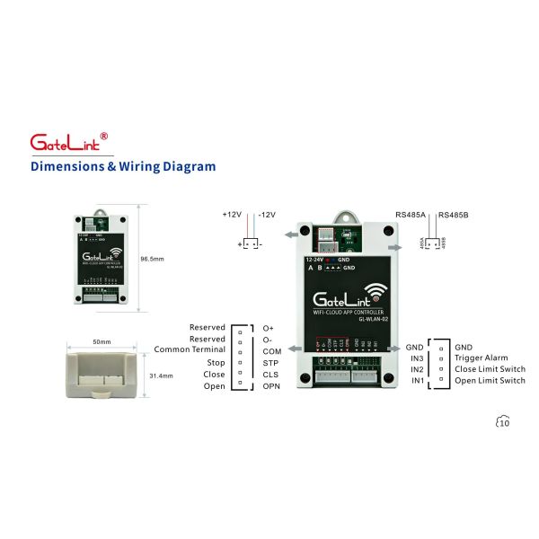 Smart WiFi Gate Control Solution 4-Relay Controller -30~80°C Wide Temp WiFi/BLE MQTT OTA Device Group Management for Multi-Scenario Access Control