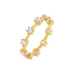 Wholesale 925 Sterling Silver Simply 18K Gold Vermeil Prong Setting Eternity Band Thin Women Rings from china suppliers