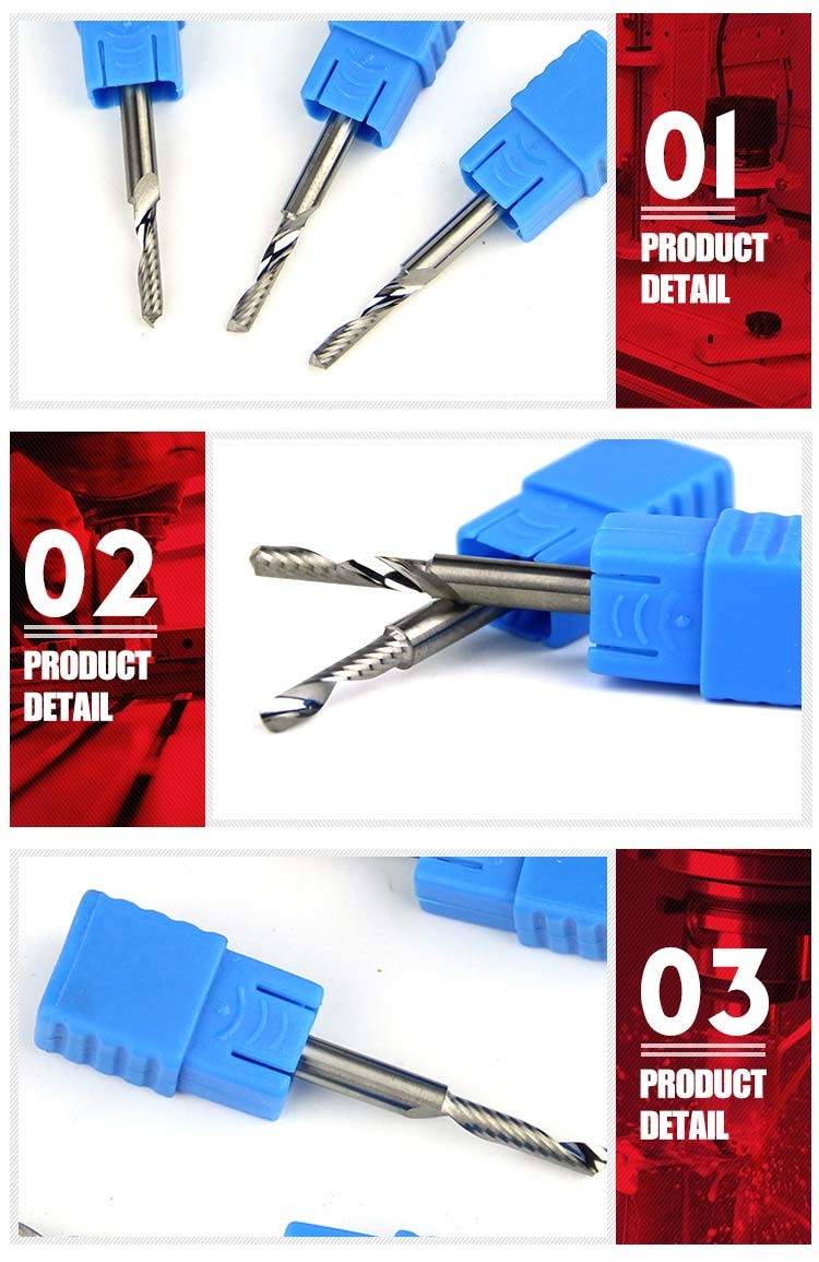 1f Single Flute End Mill For Aluminum Plastic Wood Acrylic Carbide 1/4 Inch 6mm