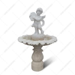 China Life Size Angel White Marble Statue Figurine Fountain Outdoor Garden Carving Stone on sale