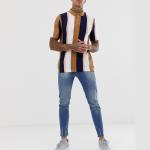 Knitted Vertical Striped T Shirt Mens Multiple Color Available Size XS-XXXXXL
