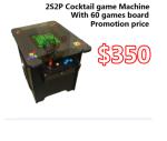 Black Cocktail Arcade Machine 2 Side 2 Player With 19 Inch Full View Screen