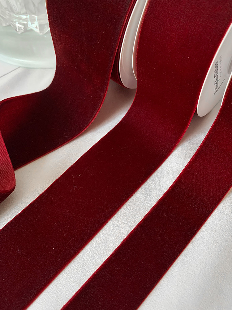 38mm Double Faced Velvet Ribbon 3.8cm Dark Red Velvet Ribbon