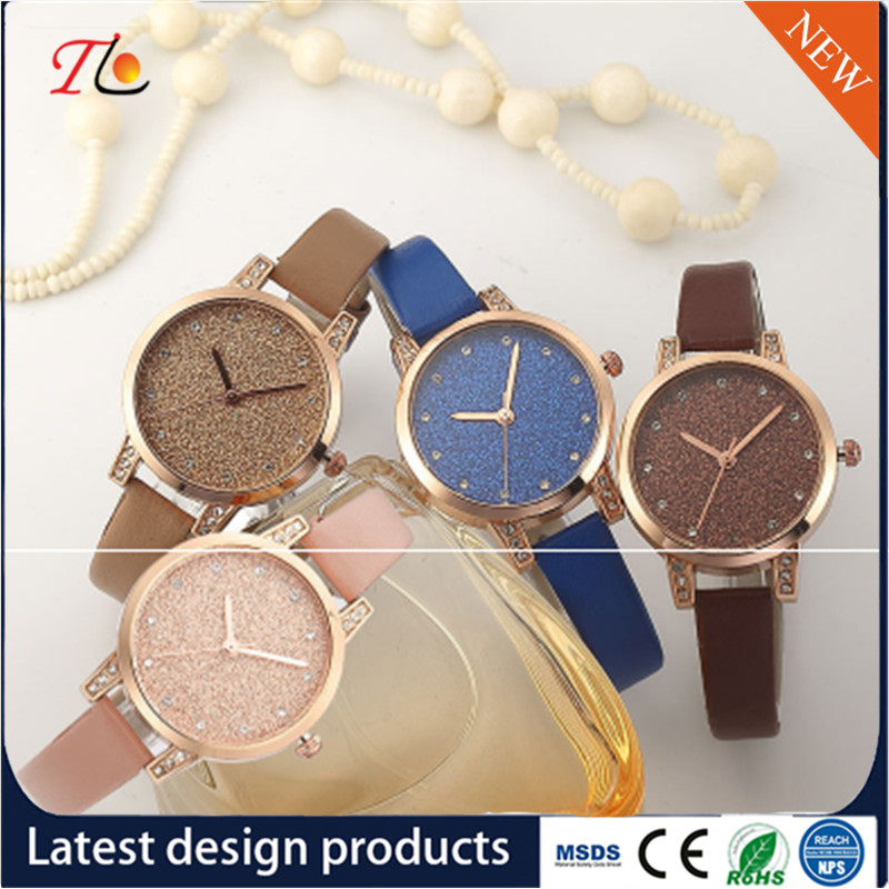 wholesale customization Pu watch alloy case quartz watch fashion watch Colorful leather band Shining diamond ladywatch