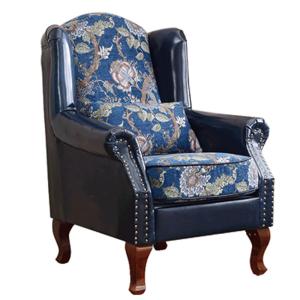 Wholesale YLX-3109 Blue PU Leather with Colorful Fabric Cover Single Seat Sofa for Hotel from china suppliers