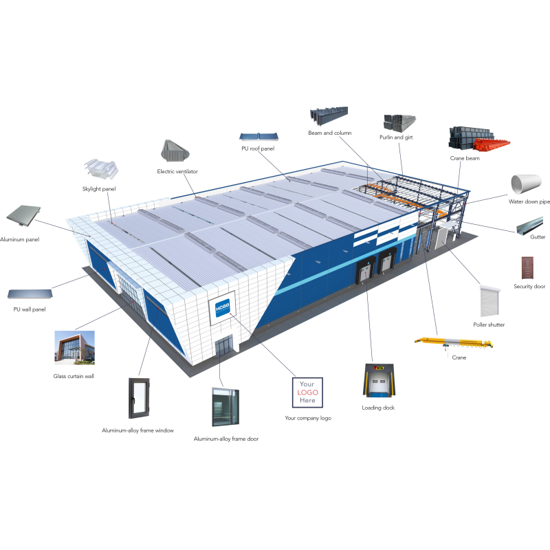 Modular Energy Efficient Pre Engineered Steel Storage Warehouse Hot Dip Galvanized Kit Fast Assembly Bolt Connection