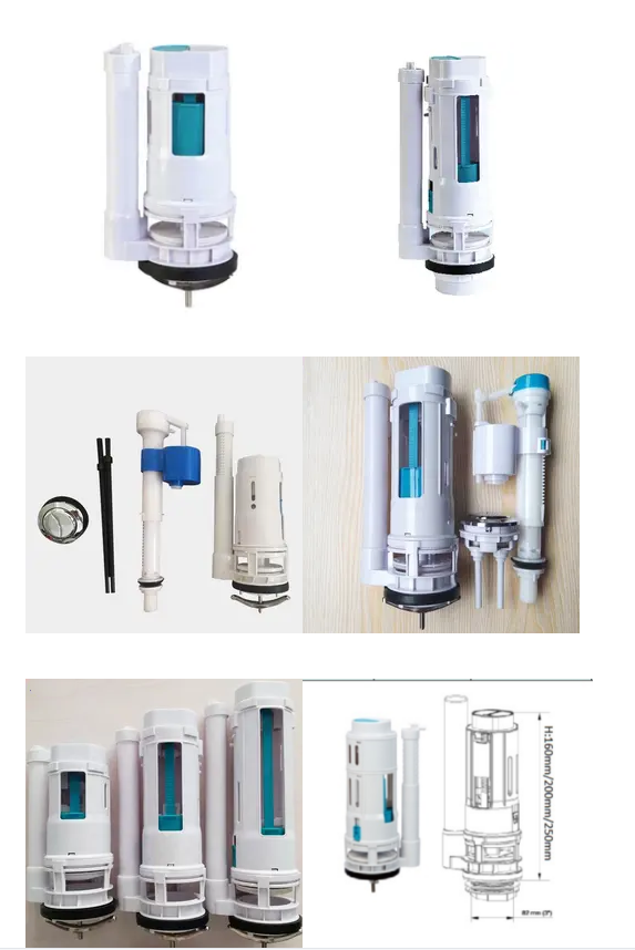 Toilet Cistern Fittings Outlet Valve Dual Flush Valve 185mm/195mm/250mm/290mm For One-piece Toilets