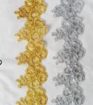 Gold Wire Embrodery Lace Edge with Cord Embroidery Sliver Lace Trim