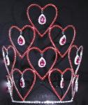 Valetines day crowns and tiaras red hearts crystal rhinestone crowns custom