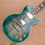 New style high-quality custom LP electric guitar, Green&blue Flame Maple Top