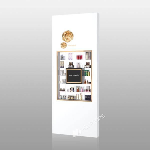 TJiS-B5 Milky-White Acrylic Light Box Skincare Display Cabinet with Transparent